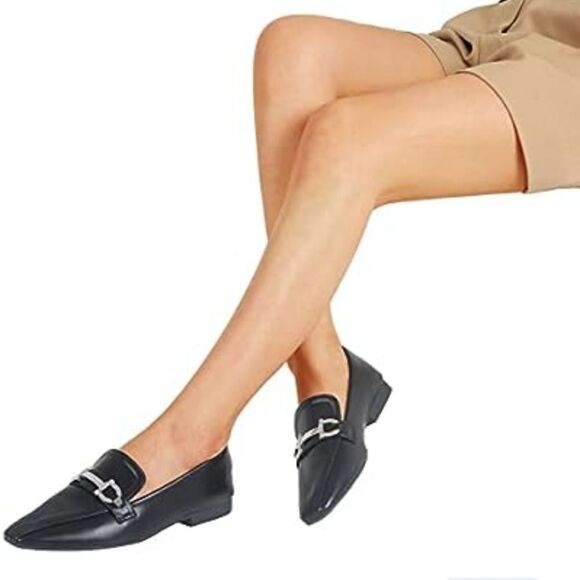 New Samilor Black Loafers silver hardware size 8 flats from Target NWT - Picture 2 of 5